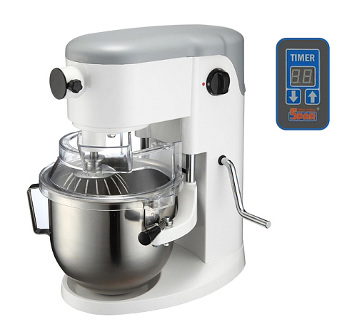 Миксер планетарный Spar SP 502AB-DM объемом 4,7л с 10-позиционным регулятором скорости, с электронным таймером, с ручным подъемом дежи