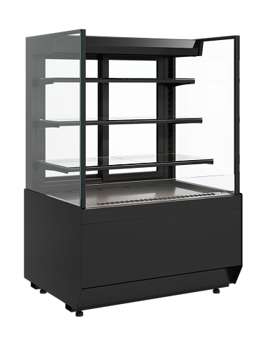Витрина холодильная кондитерская Полюс Carboma KC70 VM 0,9-2 STANDARD открытая прямая боковина (версия 2.0) (9005)