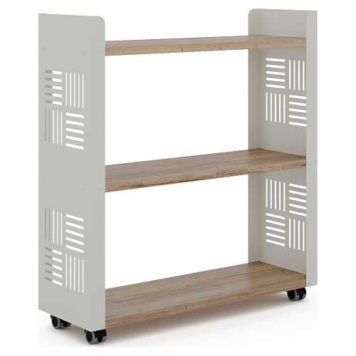 Стеллаж мобильный Kobor SM3-90/30 white/natural