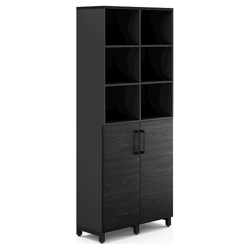 Шкаф распашной Kobor HR/3/3-90/60/M black/wood