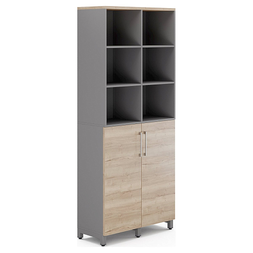 Шкаф распашной Kobor HR/3/3-90/60/M aluminum/natural