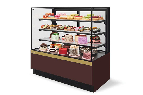 Витрина кондитерская Chilz Vete II kub lux 90, Шоколад/Золотой глянец (V1036.BN23219)