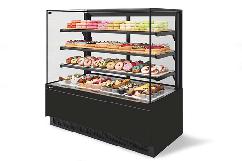 Витрина кондитерская Chilz Vete II kub 130, Чёрный муар/Металлик (VG033.B9005M)