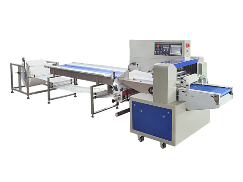 Автоматическая горизонтальная упаковочная машина Hualian Machinery DXDZ-350XD под ВПП (3 servo, лент.150 мм, рег.форм., min bag L 120, H 50)