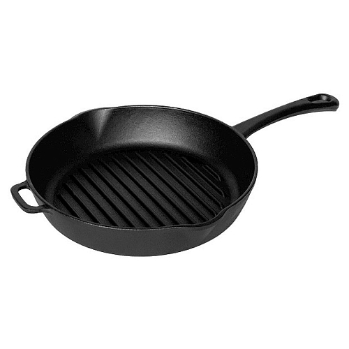 Сковорода-гриль d=28 см. h=5,5 см. чугунная рифленая с 2 ручками /1/