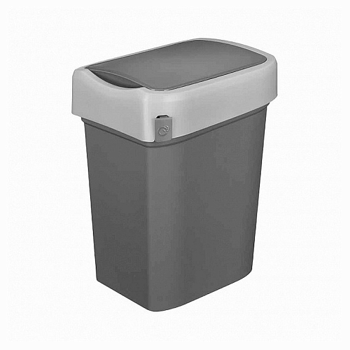 Бак для мусора 10 л. 24,5*19,6*34,5 см. с серым ободом, п/п /1/4/