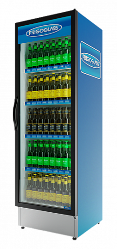 Холодильный шкаф Frigoglass Plus 500 (R290) (сер.корпус,бел.кабинет,черн.рамка дв.,1Led,5полок,5ЦД)