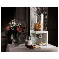 Диспенсер для мюсли 8 л. d=18 см. поликарб. с крышкой подставка дерево, белый Pinti