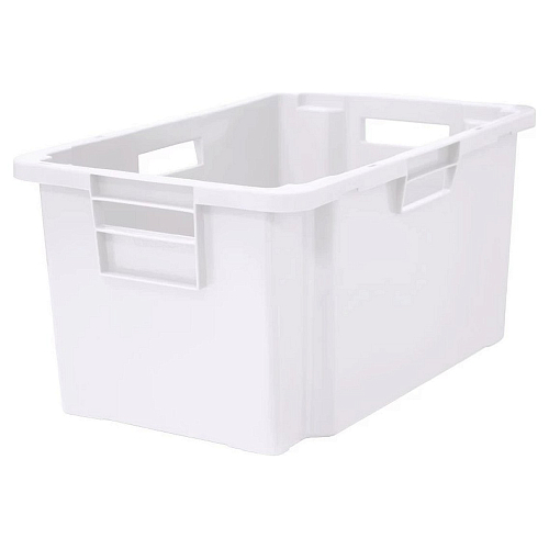 Ящик 600*400*300 мм. для мяса конусный сплошной, морозостойкий, белый (крышка 49164) /1/68/