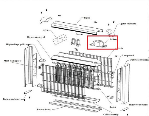 Дроссель для электрического улавливателя летающих насекомых т.м. EKSI серии EIK, мод. EIK-60