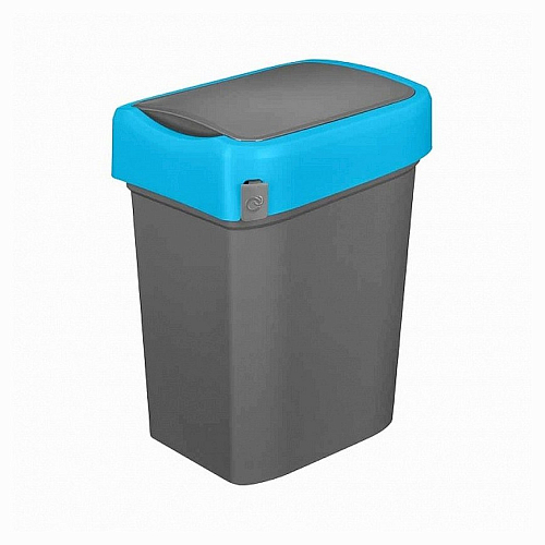 Бак для мусора 10 л. 24,5*19,6*34,5 см. с синим ободом, п/п /1/4/