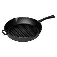 Сковорода-гриль d=26 см. h=5,5 см. чугунная рифленая с 2 ручками /1/
