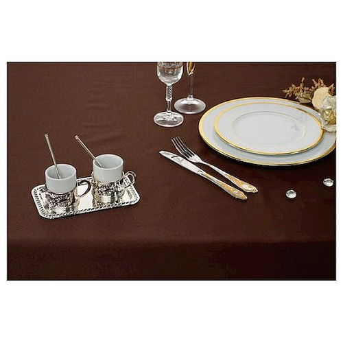 Скатерть 145*250 см. темно-коричневая гладь /3/