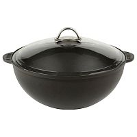 Кастрюля 4,0 л. чугун d=28 см. чёрная, крышка стекло LAVA