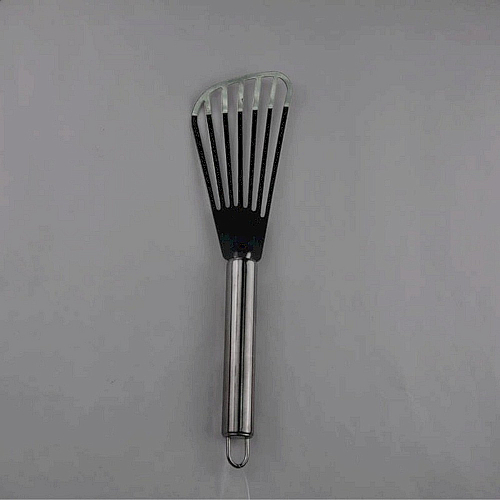 Лопатка 25 см. изогнутая раб. часть 13*6,5 см. нерж. узкая, перфорир. /1/