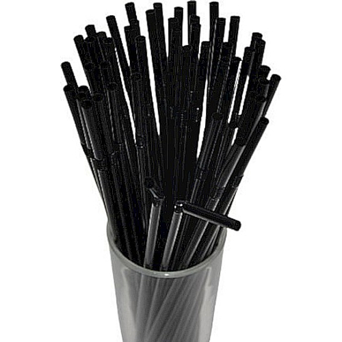 Трубочки коктейльные 0,6*21 см. 1000 шт/уп. с гофрой черные Экстра /1/10/