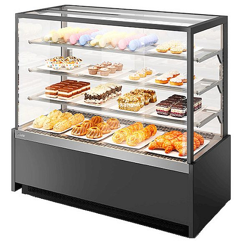 Витрина кондитерская Chilz VETE KUB 130 серый матовый/шлифованная нержавейка