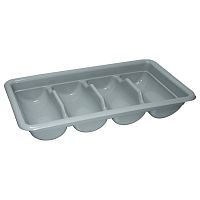 Емкость для столовых приборов 4 секции 52*28,5*9,5 см. пласт. серая MGSteel /1/