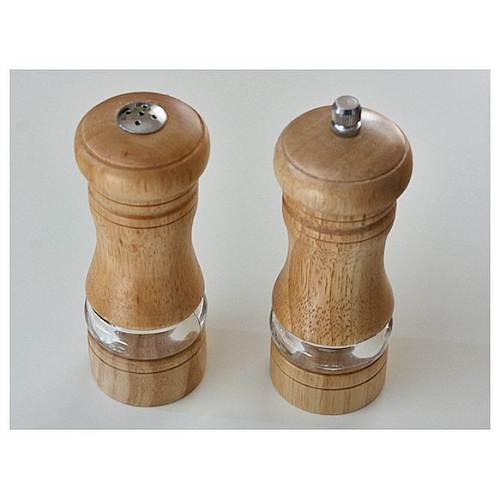 Мельница для перца + солонка 13 см. (светлое дерево) /1/24/48/