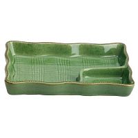 Тарелка с подсоусником 18,5*13,2*2,6 см. Киото Грин /6/