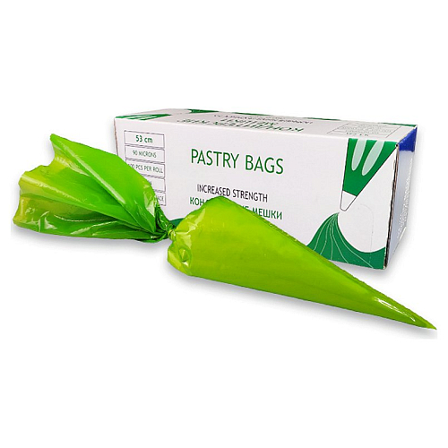 Мешок кондитерский одноразовый 53*26 см. 90 мкр 100 шт/уп., зеленый полиэтиленовый /1/