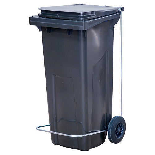 Бак для мусора 120 л. 55*45*96 см. серый, с крышкой на колёсах с педалью /1/