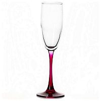 Бокал-флюте 170 мл. d=68, h=225 мм. фуксия ножка Энжой Б /12/576/