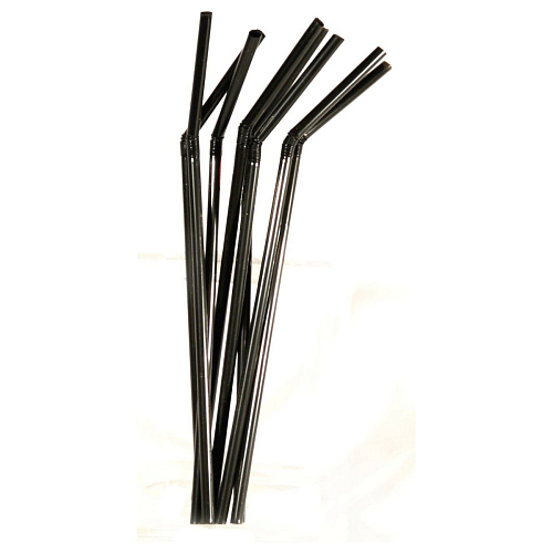 Трубочки коктейльные 0,5*21 см. 1000 шт/уп. черные с гофрой MONO /1/12/