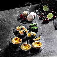 Этажерка 3-х ярусная d=20/25/30 см. h=44 см. черная, сланец MG /1/