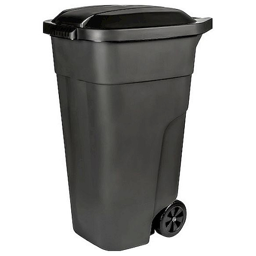 Бак для мусора 110 л. с черной крышкой, на колесах /1/