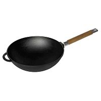 Сковорода Wok d=24 см. h=8,2 см. чугун со съем деревянной ручкой /1/