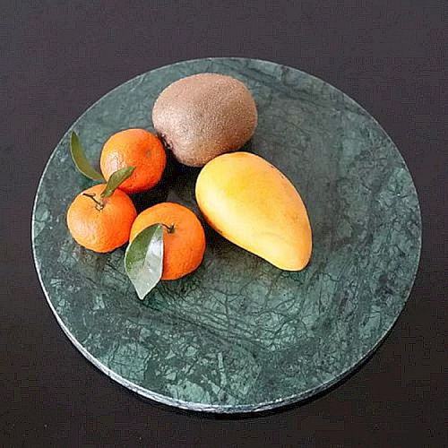 Блюдо для подачи круглое d=25 см. зеленое, мрамор MG /1/