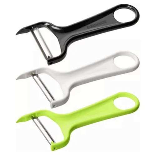 Овощечистка 14 см. с плавающим лезвием, цвет в ассортименте нерж. с пластик. ручкой FM /1/12/