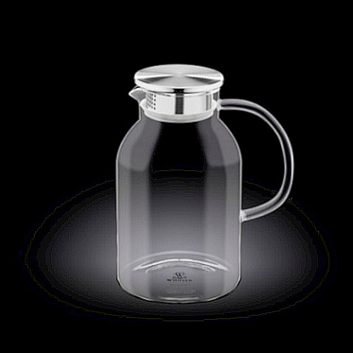 Кувшин 2,1 л. с крышкой + сетка нерж Термостекло Wilmax /1/12/