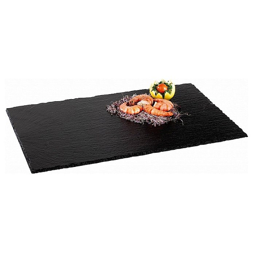 Блюдо для подачи прямоугольное 26,5*20,5 см. h=0,5 см. черное, сланец APS /1/