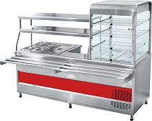 Прилавок-витрина холодильный мармитный Abat ПВХМ-70КМУ нерж., витрина справа