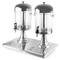 Диспенсер для соков, холодных напитков, две емкости по 8 л. h=56 см. колба пластиковая MGsteel /1/