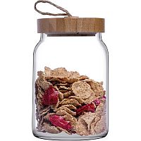 Банка для сыпучих продуктов 860 мл. с дерев. крышк. Вуди Б /1/6/