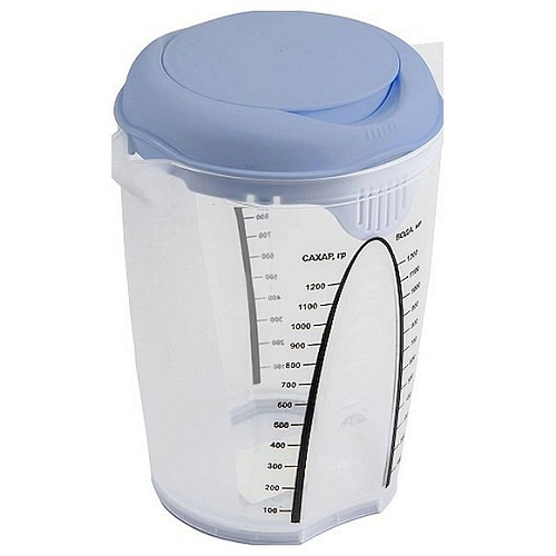 Кувшин мерный для миксера 1,5 л. пластик. с голубой крышкой /1/16/