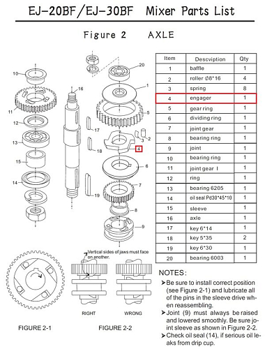 Кольцо F2-4 для миксера планетарного т.м. EKSI серии EJ, мод. EJ-20BF