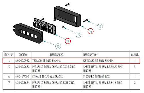 Панель управления (клавиатура) 4.0.000.0982 д/кофемашины т.м. "Fiamma",серии Caravel 2 CV Compact TC