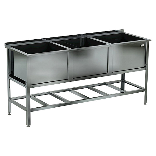 Ванна моечная трехсекционная сварная с бортом Кобор ВМСБ/3-145/53/430