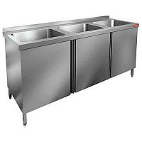 Стол с распашными дверцами и моечной ванной HICOLD НСЗ3М-17/7Б