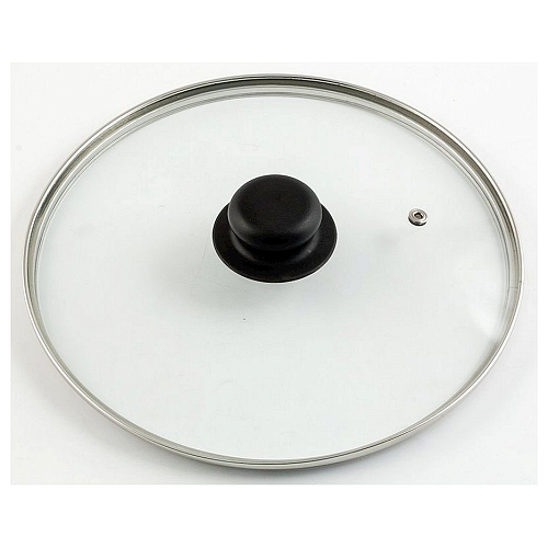 Крышка d=32 см. стекл. с ручкой метал/обод низ.