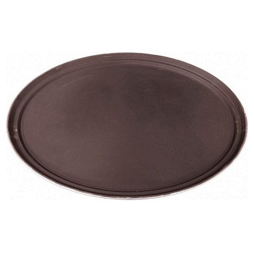 Поднос прорезиненный овальный 68*55 см. коричневый /1/
