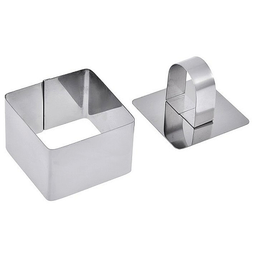 Форма для выкладки/выпечки "Квадрат" 10*10*4 см. с прессом /1/