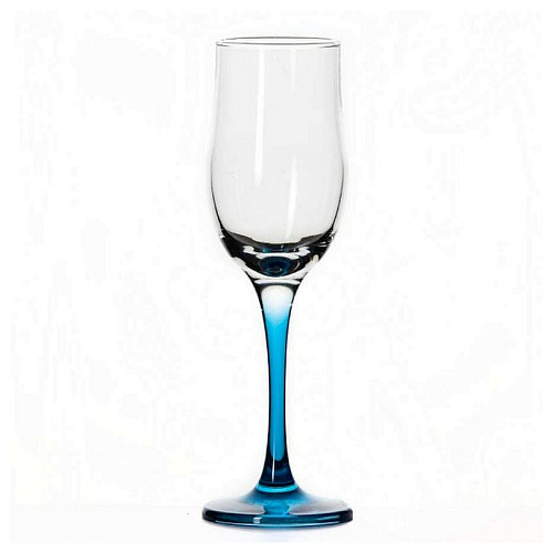 Бокал-флюте 190 мл. d=64, h=204 мм. голуб. ножка Энжой Б /24/672/