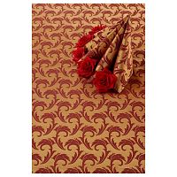 Скатерть 145*180 см. золото-бордо перья /3/