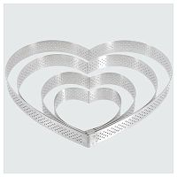Форма для выкладки/выпечки "Сердце" d=12 см. 200 мл. перфорир. нерж. De Buyer /1/