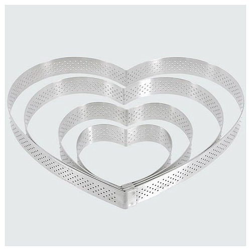 Форма для выкладки/выпечки "Сердце" d=12 см. 200 мл. перфорир. нерж. De Buyer /1/